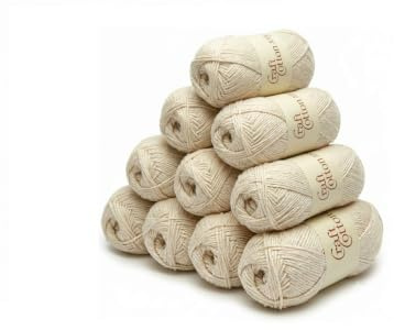 James Brett Craft Cotton Traditional Crochet Dishcloth Knitting Yarn 10 x 100g (Ecru)