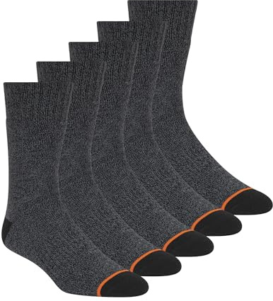 Weatherproof mens 5 Pack Thermal Crew Hiking Socks, Black, 10 13 US