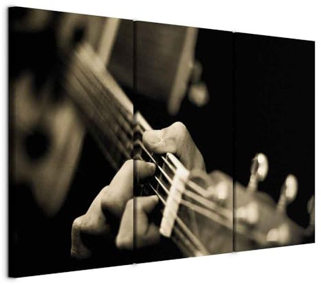 B&D XXL - Leinwandbild Musikinstrument Gitarre, 135x90 cm, 3-teilig, modern | Hochwertige Leinwand, sofort aufhängbar, ideal fürs Wohn- oder Schlafzimmer, wasserfest und lichtecht, langlebig, stilvoll