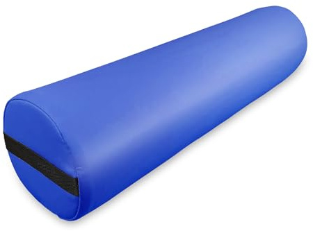 Zen Nackenrolle mit Bezug aus Kunstleder 60x15x15cm - runde Vollrolle, Beinrolle für Bett, Kissenrolle, Knierolle, Rollkissen Lagerungsrolle für Beine, Physiotherapie & Massageliegen Zubehör (Blau)