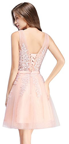 Misshow Robe pour Mariage Invitée Femme Vintage Rétro avec Appliques Florale en Dentelle Elégante Evasée par Rose 38