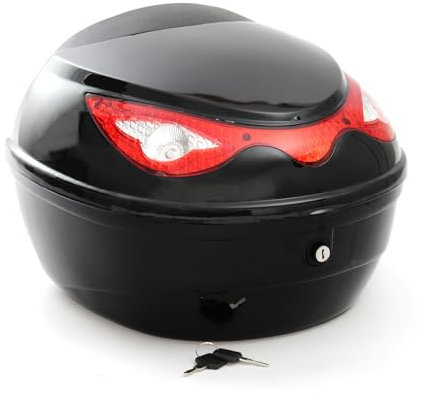 Wiltec Top Case 380x400x300 mm, 22 L, schwarz, für Roller, Motorrad oder Quad, Helmkoffer, Rollerkoffer, Motorradkoffer, Komfortables Öffnen mit Einer Hand