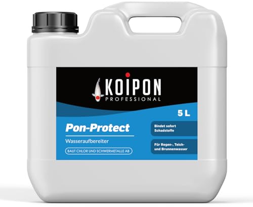 KOIPON Pon-Protect 5 L Wasseraufbereiter bindet Chlor & Schwermetalle | Macht Leitungswasser fischgerecht – bindet Chlor & Schwermetalle im Garten- und Fischteich