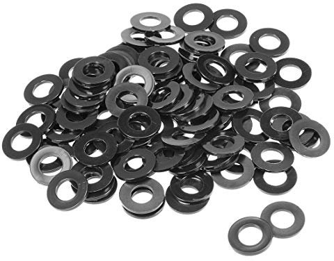 sourcing map 100Stk, Nylon Flache Unterlegscheiben M12 für 12 mm ID Schraubenbolzen 24 mm AD 2 mm Dick Distanzhülsen Dichtungsringe Beilagscheiben für Wasserhahn Rohr Wasserschlauch Schwarz