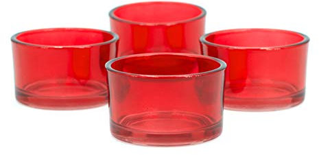 Creativery Lot de 4 photophores en verre de 51 x 33 mm - Couleur au choix : rouge 250
