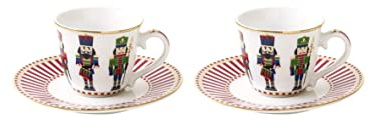 EASY LIFE Christmas Set 2 Kaffeetassen und Untertassen aus Porzellan r1107# nutc