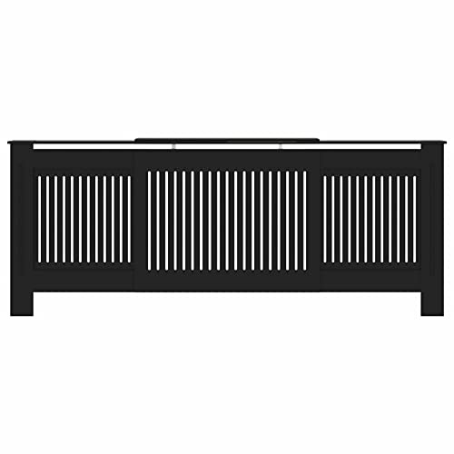Tidyard Heizkörperverkleidung Heizungsabdeckung Heizungsverkleidung Heizkörperabdeckung Heizung Abdeckung Heizkörper Lattenrost-Design MDF 205cm Schwarz
