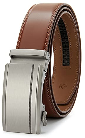 PlusZis Ceinture habillée à cliquet en cuir pour hommes de 28 à 60 grande et grande avec boucle automatique