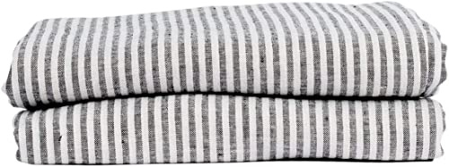 My Linen Home Bettlaken aus 100% Stonewashed Leinen Streifen, 245x280cm I Hypoallergen, Temperaturregulierend, Atmungsaktiv I Sanft, weich selbst zur empfindlichsten Haut I Für alle Jahreszeiten