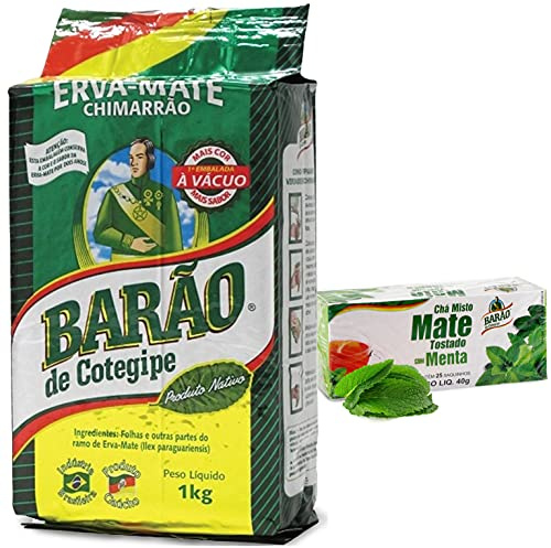 Service à thé Yerba Mate Barao Chimarrao: De Cotegipe Nativa 1 kg + Tostado Menthe 25 sachets de thé