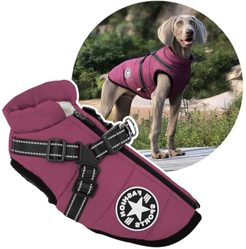 2-in-1-Hundemantel mit Geschirr, warme Hunde-Winterjacke., Haustier-Weste für große Hunde
