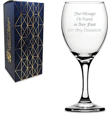 Personalised Engraved Regal Wine Glass with Gift Box, Customise with Any Message
