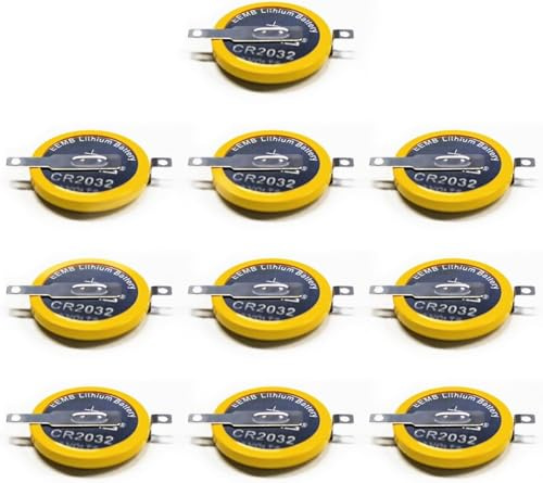 TOPALLI - Lot de Batteries CR2032 à Broches Horizontales compatibles avec Snes Super Nintendo N64 Sega Megadrive Batterie Picots à souder (10)