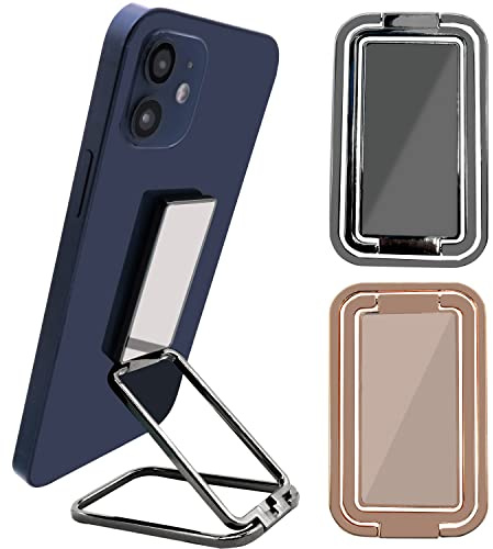2 Pack Cell Phone Stand Holder, Dual Folding Angle Height Adjustable Mobile Holder Cradle for Desk Desk Office Car Mount Compatible with Most Mobile Phones Tablets, 2 Colors
