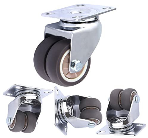 Palettenmöbel Fahrrollen TPR Doppe Möbelrollen Schrankrollen Transportrollen No Noise werkbank rollen Doppellager grau Doppelrollen Packung mit 8,rasengeeignete Wohnzimmer (50mm,Schwenkräder x4)