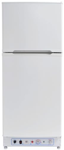Smad Frigo Gaz avec Congélateur 175L (129L+46L), Réfrigérateur Congélateur Gaz/220V, Frigo Silencieux pour Gîte, Garage, Cabanon, Chalet, Mobile-home, Camping, Blanc