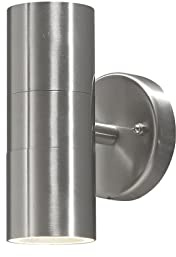 Moderne LED Außenwandleuchte Up & Down 17cm aus Edelstahl, Silber