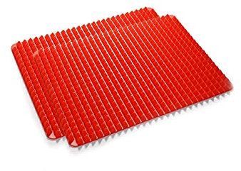 VIVAAS Pyramid Pan Silicone Baking Mat with Non Stick Design & Fat Reduce Heat Resistant Ideal for Kitchen BBQ, Bakeware, Grilling (Red)