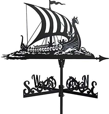Girouette en métal avec décoration de cuirassé,Piquet de Jardin,girouette,voilier,Bateau Pirate,girouette,indicateur de Direction du Vent pour décoration de Maison,coupole,Grange ou pavillon