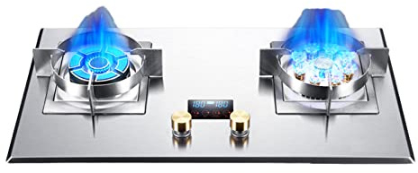 Table De Cuisson À Gaz, Plaque De Cuisson En Acier Inoxydable De 30 Pouces À Double Brûleur, Installation De Bureau Et Encastrée Adaptée À La Cuisine Et Au Camping, 5,2/7,2 KW (Color : A, Size : NG