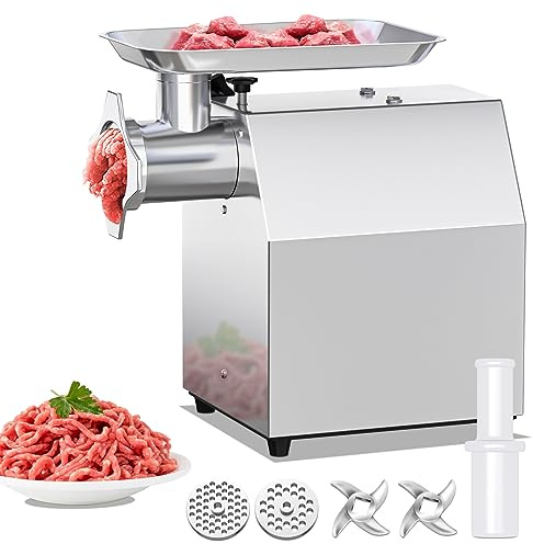 Electric Meat Grinder, Heavy Duty Meat Mincer Machine By LEEVOT - 50KG/H 450W Max - Stainless Steel Food Grinder w/ 2 Cutting Blades and Grinding Plates, 1 ABS Pusher (LTG22)