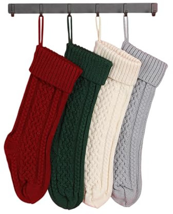 CHENGZI Weihnachtskamin Dekorationen große gestrickte Socken gestrickte Geschenktaschen Weihnachtssocken Wollsocken Dekoration (Schwarzgrün)
