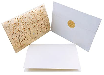 BoNene Grußkarte 50 stücke Gold Rot Laser Cut Luxus Flora Elegante Diamant Hochzeitseinladung Karte personalisierte Hochzeitsspieler Event & Party Supplies Grußkarte hochzeit (Size : One Set Gold)