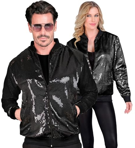 W WIDMANN MILANO Party Fashion - Pailletten Bomberjacke | für Erwachsene, glänzende Kostümjacke für Festival, Karneval und auffällige Party- / Disco-Outfits