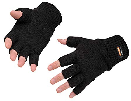 Portwest Fingerless Knit Insulatex Gloves Black