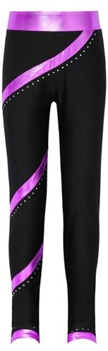Yeahdor Kinder Mädchen Leggings Sport Lang Gymnastikleggings Trainingshose Sporthose Tanzhose Balletthose Unterhosen Training Lila 122-128
