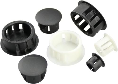 Steckerlochabdeckung, Schreibtisch-Kabeltülle, Schwarz Weiß 5 mm 6 mm 8 mm 10 mm 13 mm 16 mm 19 mm 20 mm 22 mm Snap-In-Verriegelungslochrohr Unterputz-Plattenstopfen Lochstopfen Exquisit (Farbe: 19 mm