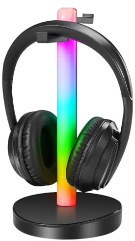 ZANCHIE Funkkopfhörer für Fernseher, Over-Ear kabellose kopfhörer mit RF Sender, Kopfhörer-Ständer mit RGB-Beleuchtung, Reichweite 100 m, Plug-n-Play (mit Optisches und Aux Port)