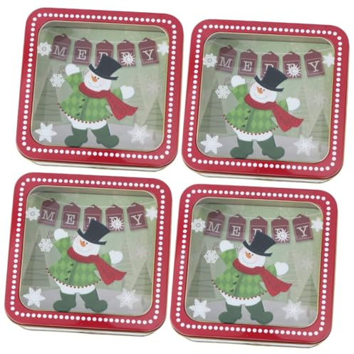 Operitacx 4stücke Quadratische Blech-dekorationsbox Für Weihnachten Geschenkschachtel Für Süßigkeiten Langlebige Verpackung Für Partys Schöne Aufbewahrung Für Naschereien Und