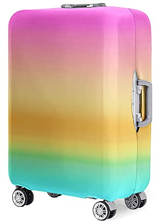 Highdi Verlaufsfarbe Kofferschutzhülle, Elastisch Reise Kofferhülle, Staubdicht Koffer Schutzhülle, Kofferhülle Kofferschutzhülle mit Reißverschluss, Kratzfest Kofferschutz (Regenbogen,XL)