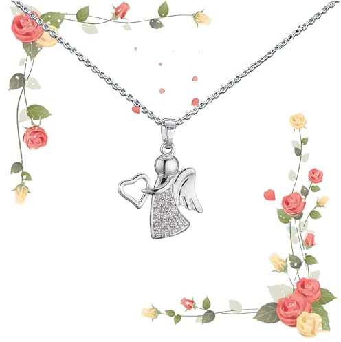 SoundZero Collier Ange Gardien en Argent Pendentif Baptême et Femme