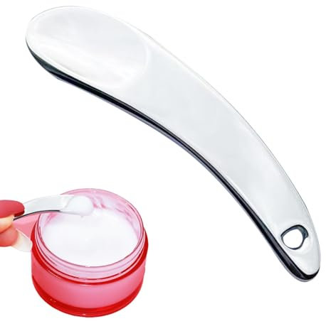 Veeteah Applicatore per crema per gli occhi, cucchiaio per trucco, Strumento per la cura della pelle con spatola per crema con design forma di cucchiaio, Cucchiaio di crema ecologico in lega di