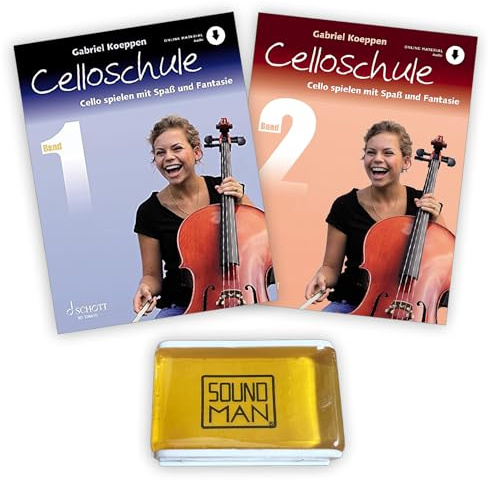 Celloschule Band 1 + Band 2 | Cello spielen mit Spaß und Fantasie, Violoncello | Gabriel Koeppen | ED20841 + ED20842 | ISBN 9783795724481 + 9783795799953 | Soundman Kolophonium
