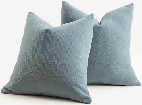 Mandioo 2er Set Kissenbezug 40x40 cm Blau Chenille Kissenbezüge weich Gemütlich langlebig modern Zierkissenbezug Dekokissen Kissenhülle für Sofa Wohnzimmer Schlafzimmer