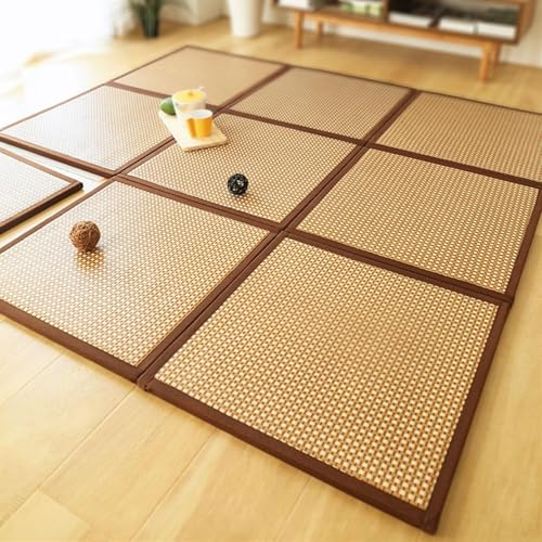 Traditionelle japanische Tatami-Matte, Tatami, faltbar, Rattan, traditionelle Tatami-Matte, rutschfeste Teppichunterlage, bequeme Schlaf-/Ruhematte for Wohnzimmer, Spielzimmer, Schlafzimmer(B,180x180c