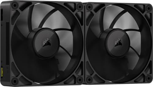CORSAIR iCUE LINK RX140 MAX 140mm PWM Dicker Lüfters mit iCUE LINK System Hub – Hochstatischer Druck – Liquid Crystal Polymer – Magnetisches Kuppellager – Doppelpack – Schwarz