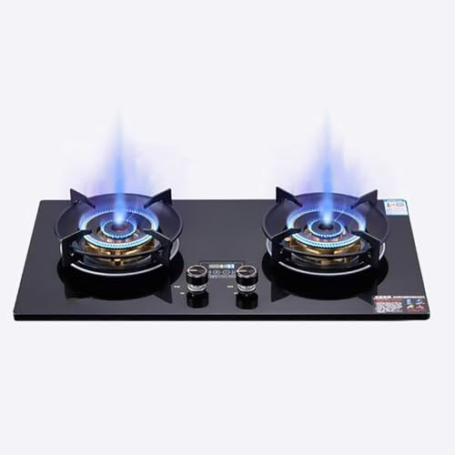 THEGA Fornello A Gas Doppio 5.2KW - Portatile Fornello A Gas, Cucine A Gas da Tavolo E da Incasso, Regolazione della Potenza di Fuoco A Quattro velocità con Temporizzazione Intelligente(LPG)