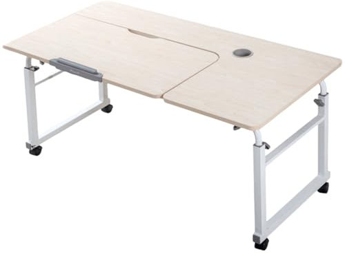 Betttisch mit Rollen, höhenverstellbar, mobiler Schreibtisch, Computertisch für Bett, Mehrzweck-Schreibtisch über dem Bett, mit Rollen