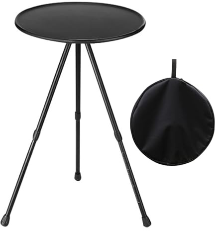 Klapper Garten Tabelle 14.8 '' Runder Garten Tabelle 13,8-22 Zoll Höhenhöhe Einstellbarer Terrassentisch Tragbarer Couchtisch mit Anti-Herbstkante robuster und stabiler kleiner Outdoor-Tisch, Klappga