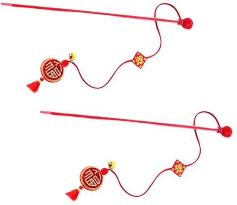 BESPORTBLE 2stücke Interaktive Katzenspielzeuge Mit Dekorativen Teaser-stäben Portable Katzenaccessoires Für Aktives Und Gesunde Für Kätzchen Und Katzen