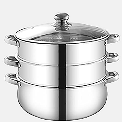 ASerZenith Olla para cocinar al Vapor/Olla Caliente/Olla para Sopa de Acero Inoxidable de Doble Fondo Grueso para cocinar Bollos al Vapor comerciales, Olla a Gas súper Grande(40cm)