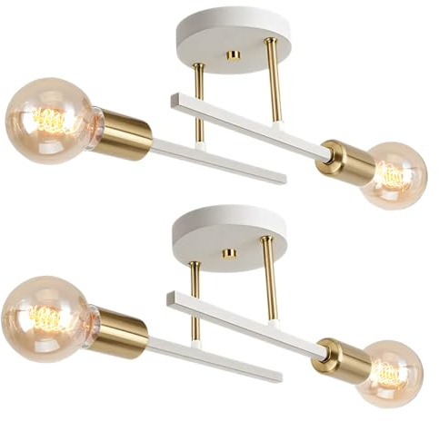 WOTTES 2PCS Lampada da soffitto Industriale Retrò Sputnik Lampadario moderno, 2 luci E27 Plafoniera in Metallo Illuminazione Interna Vintage per Soggiorno, Camera da letto, Cucina
