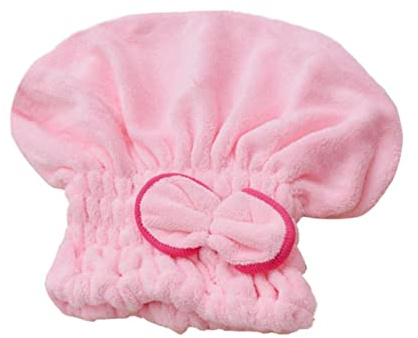 VINTORKY Bonnet de Séchage en Microfibre pour Femmes, Bonnet de Bain en Polaire Corail Rose Noeud Décoratif, Doux pour Peau et Cheveux, Usage Quotidien la Maison Couleur Aléatoire