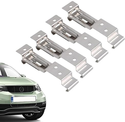 4 Pcs Trailer Number Plate Holder, License Plate Bracket, Stainless Steel Number Plate Clips, Frame Number Plate Holders Stainless Spring Loaded Steel for Trailers Caravans