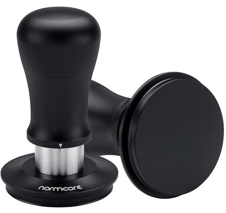 Normcore 58.5mm Kaffeestampfer V5, federbelasteter Espresso-Tamper mit 6 einstellbaren Druckeinstellungen, Tri-Feder-Technologie, titanbeschichteter flacher Boden, Griff aus eloxiertem Aluminium und