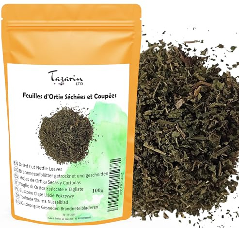 Tisana Ortica 100g, Foglie di Ortica Essiccate e Tagliate per Tè, Urtica dioica, Infusi Detox e Rimineralizzanti - Erbe per Tisana e Infuso – 100% Naturale, Puro e Senza Additivi – TazarinLtd